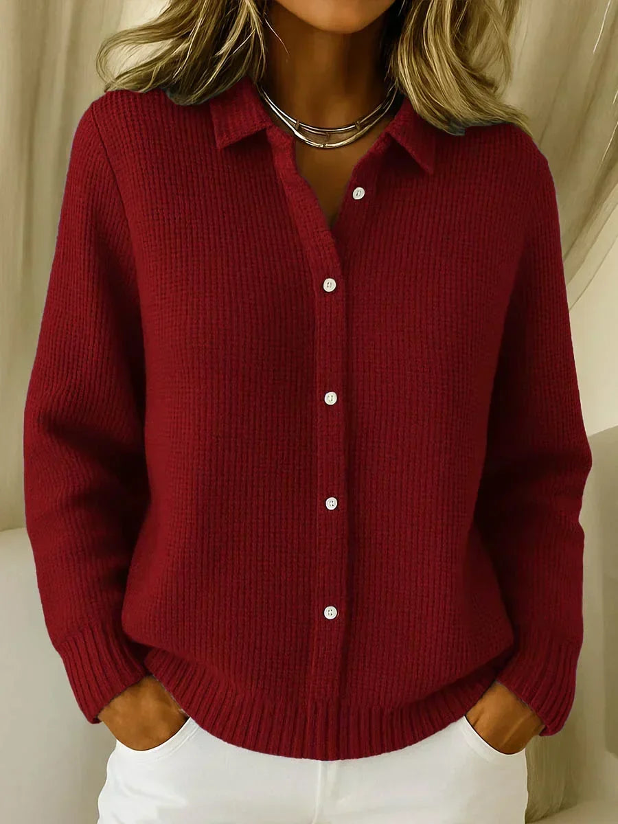 Celine dames gebreid knoopvest met structuur