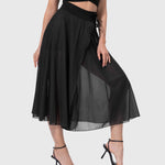 Elegante 2-in-1 dames rok met hoge taille, elastische band en soepel vallende stof