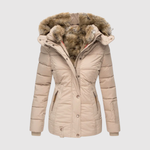 Getailleerde dames parka met imitatiebonten kraag en diepe zakken voor de winter