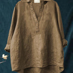 Luchtige dames zomerblouse met artistiek dessin en soepele val, in lichte zomerstof