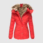 Getailleerde dames parka met imitatiebonten kraag en diepe zakken voor de winter
