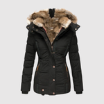 Getailleerde dames parka met imitatiebonten kraag en diepe zakken voor de winter