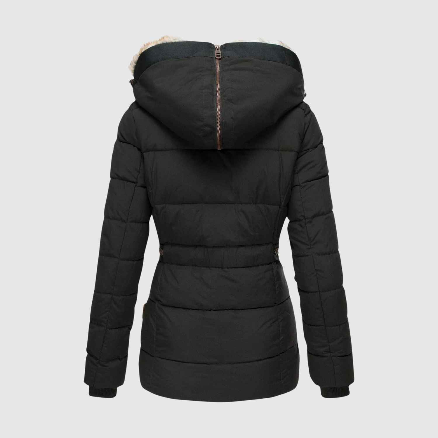 Getailleerde dames parka met imitatiebonten kraag en diepe zakken voor de winter