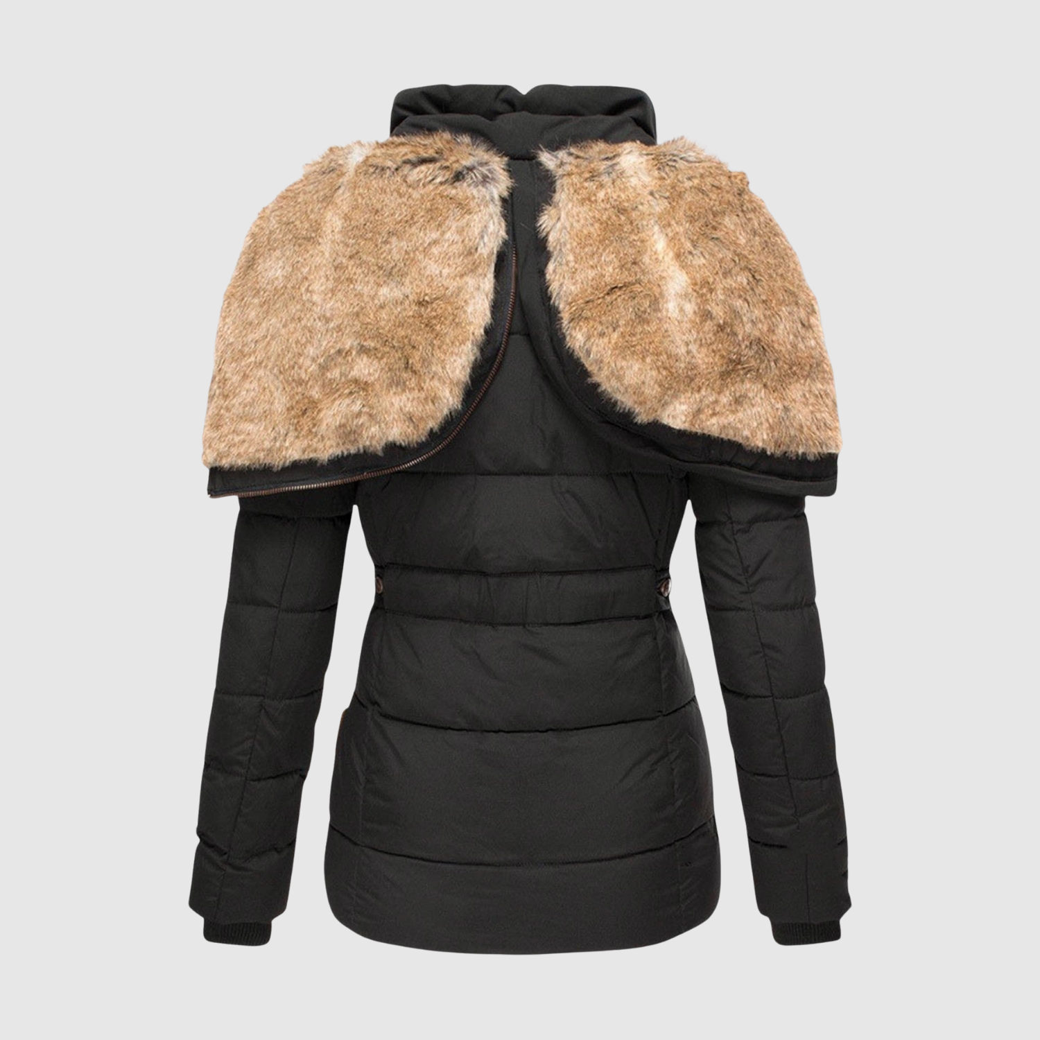 Getailleerde dames parka met imitatiebonten kraag en diepe zakken voor de winter