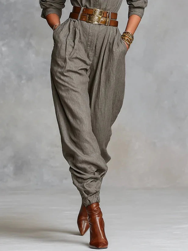 Megan dames linnen-katoen jumpsuit