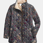 Pleun dames grijs gewatteerd jasje met bloemenprint