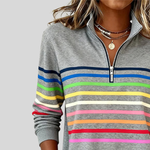 Diede dames gestreepte sweater met kwart rits