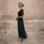 Bregje off-shoulder maxi-jurk