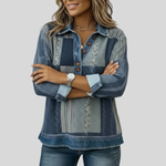Fenne dames sweater met print en kleurvlakken