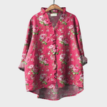 Luchtige dames zomerblouse met flatteuze pasvorm, verfijnde print en lange mouwen