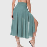 Elegante 2-in-1 dames rok met hoge taille, elastische band en soepel vallende stof