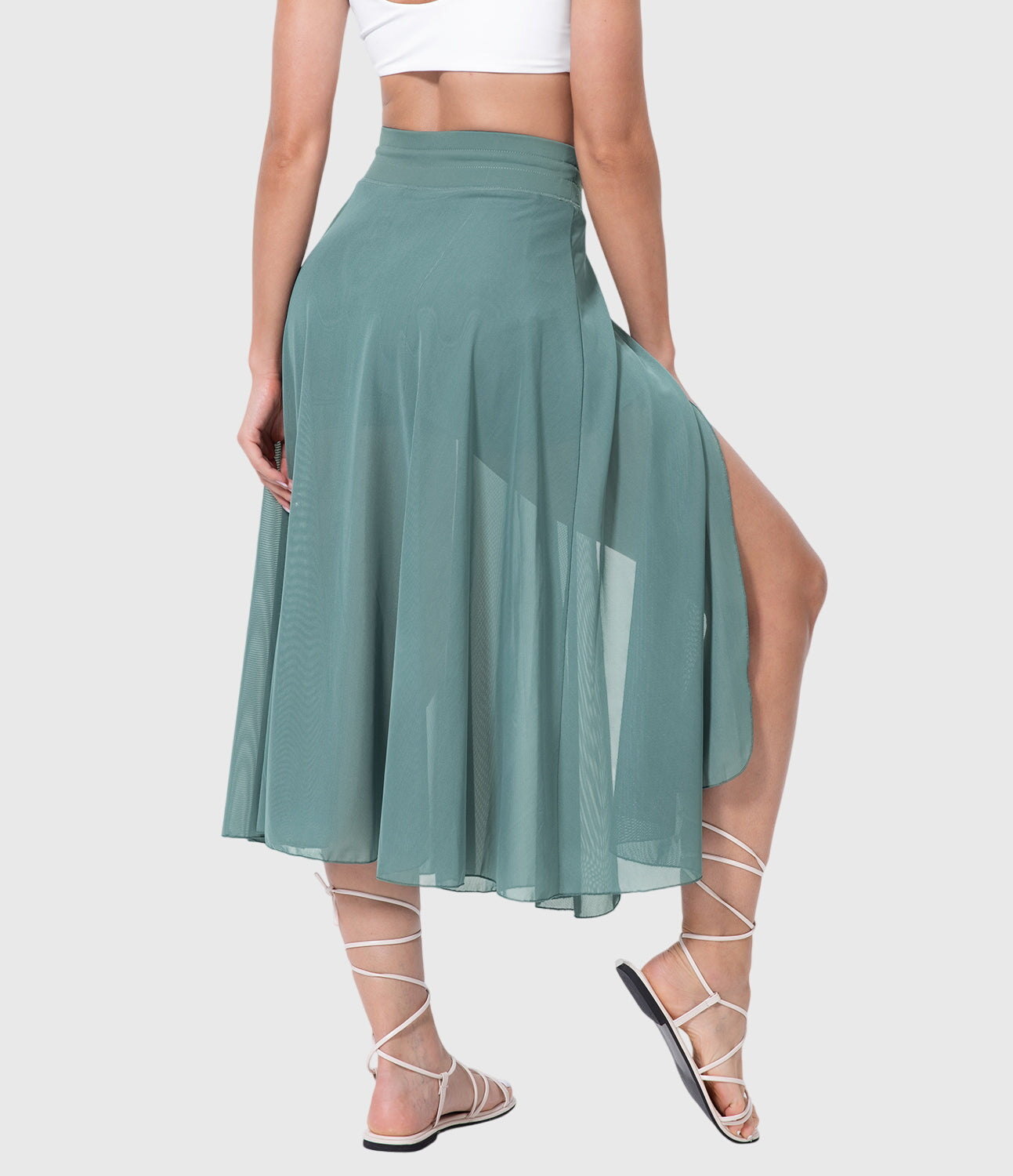 Elegante 2-in-1 dames rok met hoge taille, elastische band en soepel vallende stof