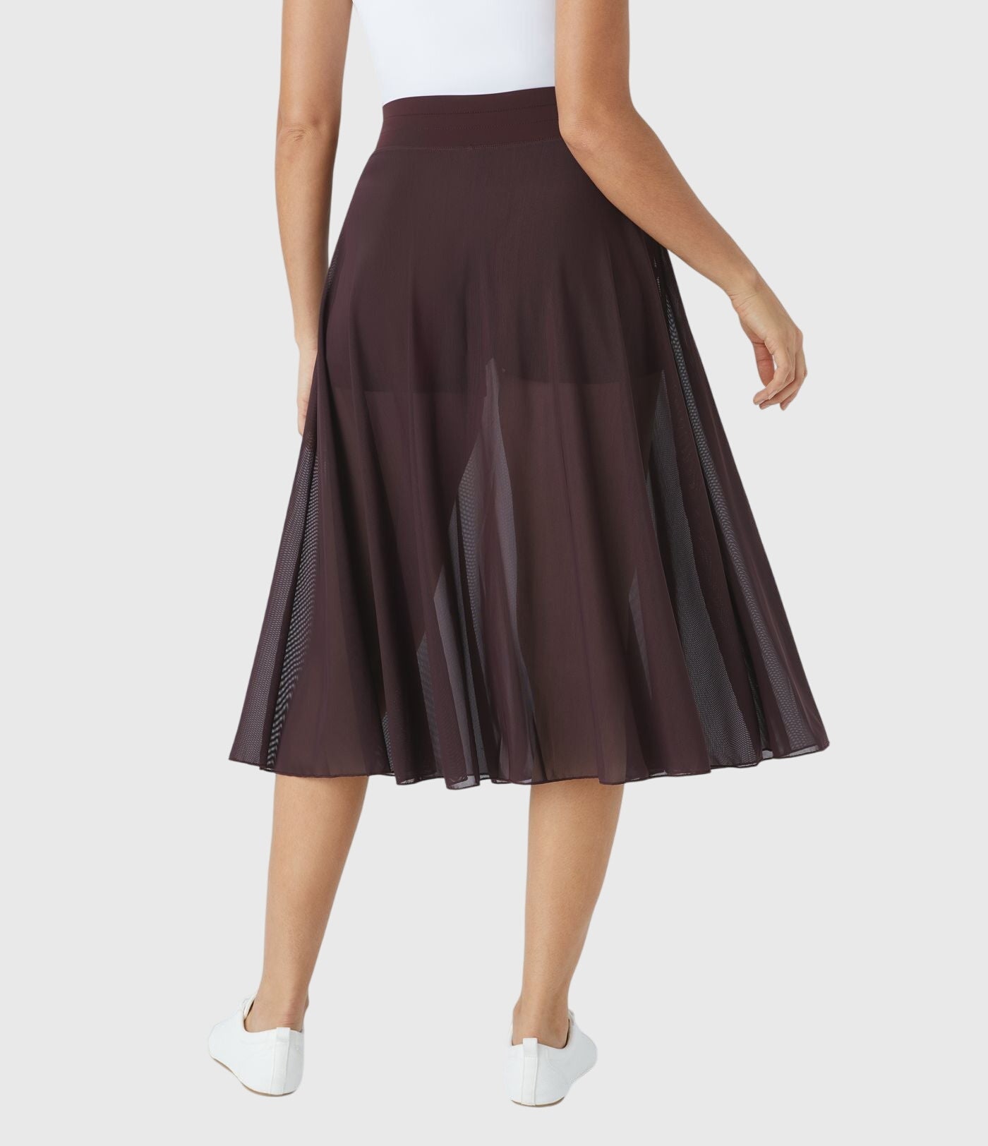 Elegante 2-in-1 dames rok met hoge taille, elastische band en soepel vallende stof