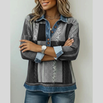 Fenne dames sweater met print en kleurvlakken