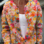 Wendy dames gebreid vest met schilderachtige bloemenprint