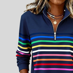 Diede dames gestreepte sweater met kwart rits