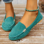 Elegante dames ballerina mocassins met vlakke zool en sierlijke afwerking in effen kleur