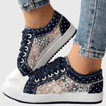 Orthopedische damessneakers met breed teengedeelte, voetboogsteun en schokdempende zool