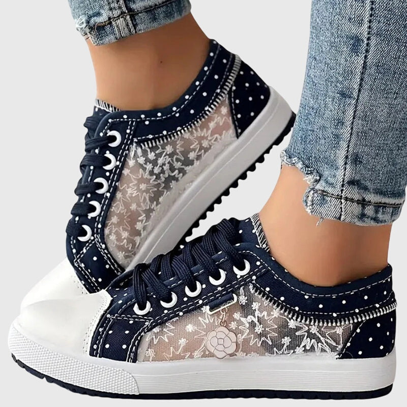 Orthopedische damessneakers met breed teengedeelte, voetboogsteun en schokdempende zool