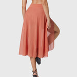 Elegante 2-in-1 dames rok met hoge taille, elastische band en soepel vallende stof