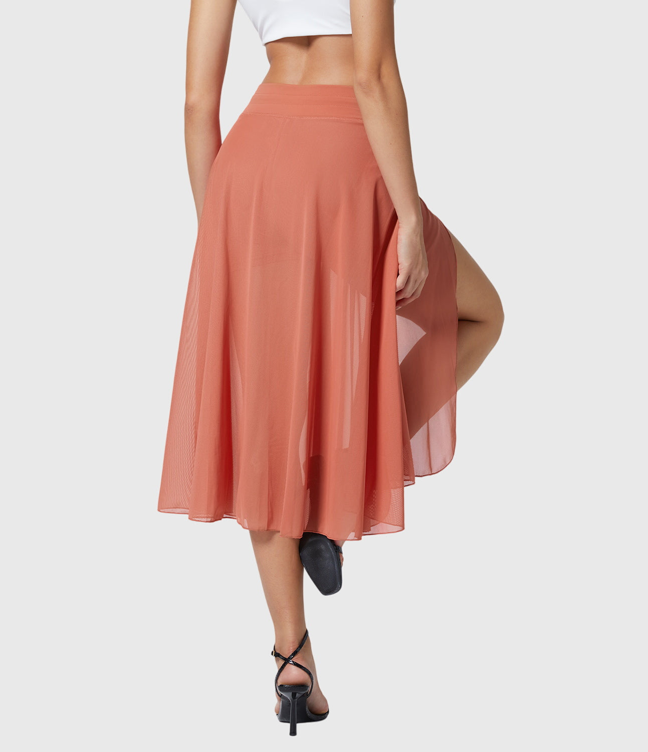 Elegante 2-in-1 dames rok met hoge taille, elastische band en soepel vallende stof