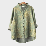 Elegante zomerblouse met kunstprint en soepele val voor dames, lange mouwen