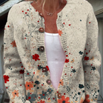 Marianne dames rood gebreid vest met bloemenprint