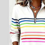 Diede dames gestreepte sweater met kwart rits