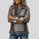 Fenne dames sweater met print en kleurvlakken