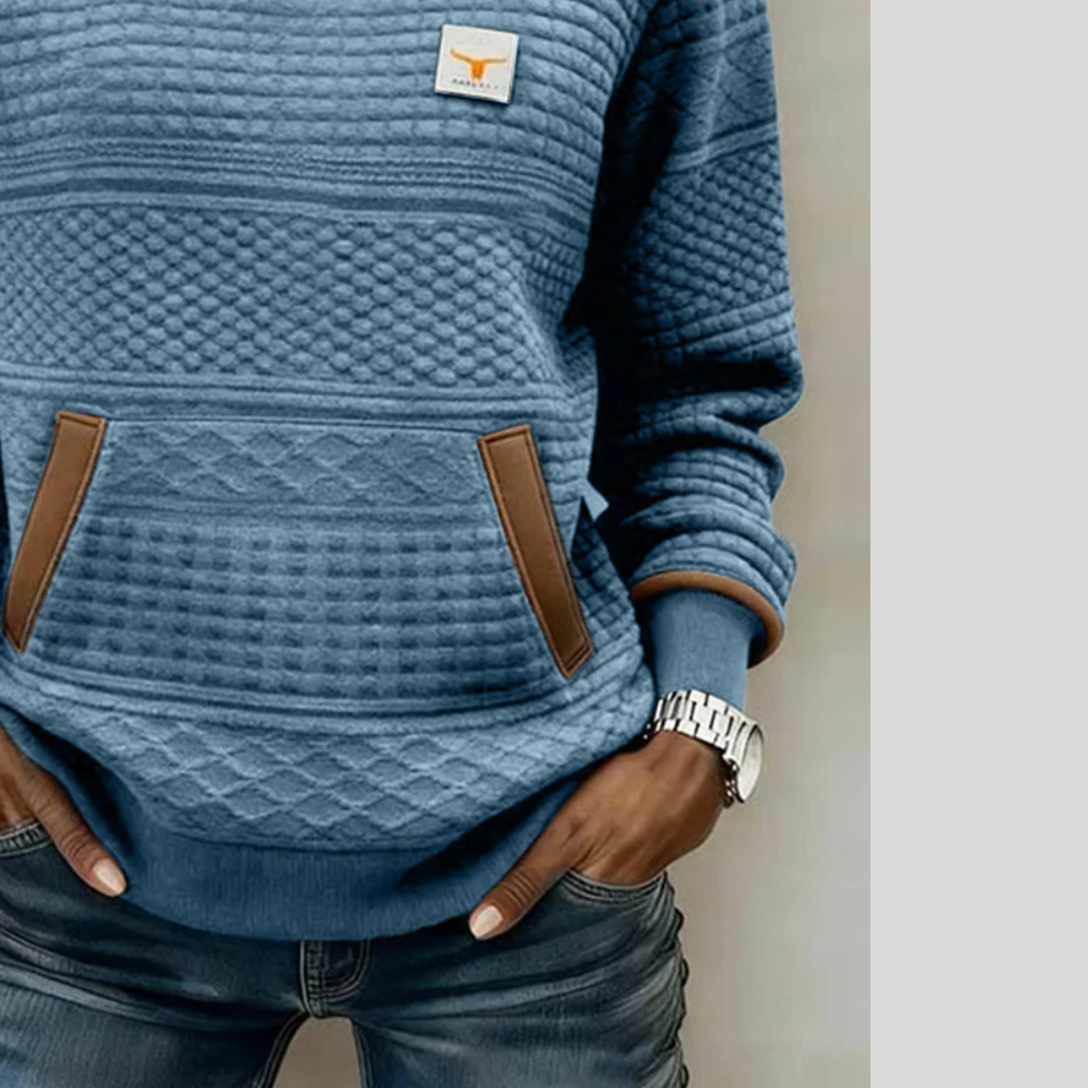 Eefje dames sweater met ronde hals en kleurvlakken