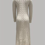 Comfortabele maxi jurk in kabeltricot met zachte val en lange lijn voor dames