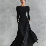 Rubi dames maxi-jurk met boothals en plooidetail