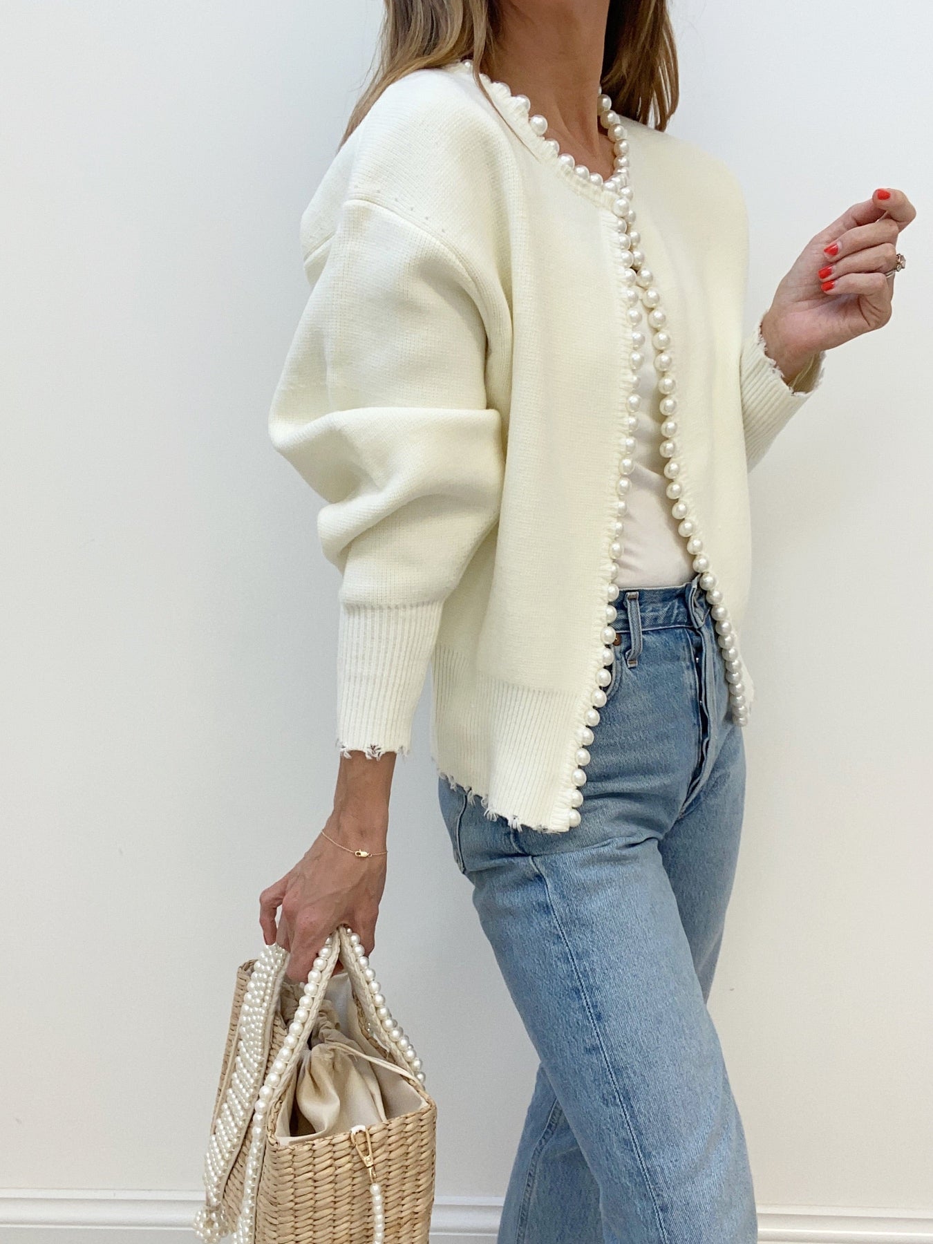 Floor vest met pareldetails