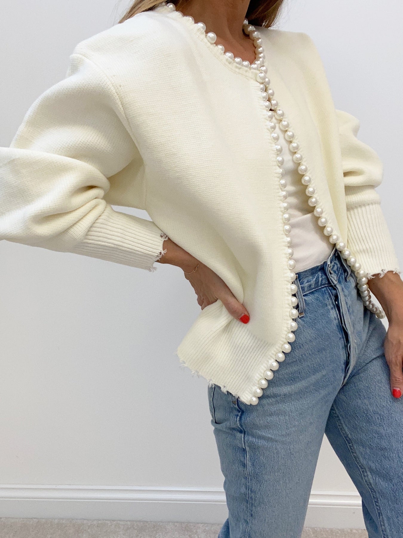 Floor vest met pareldetails