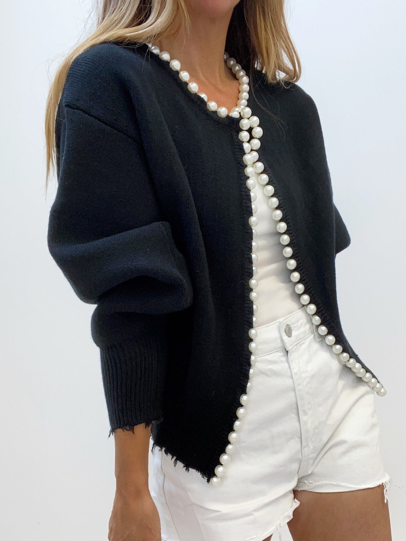 Floor vest met pareldetails