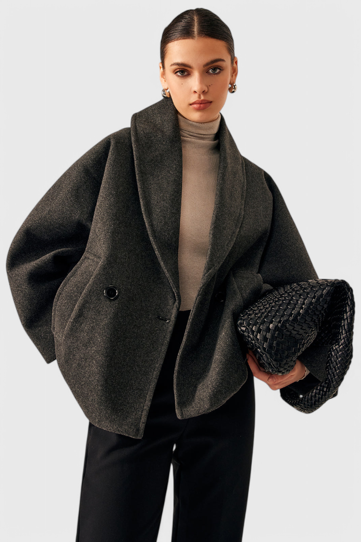 Romy dames relaxte oversized jas met sjaalkraag