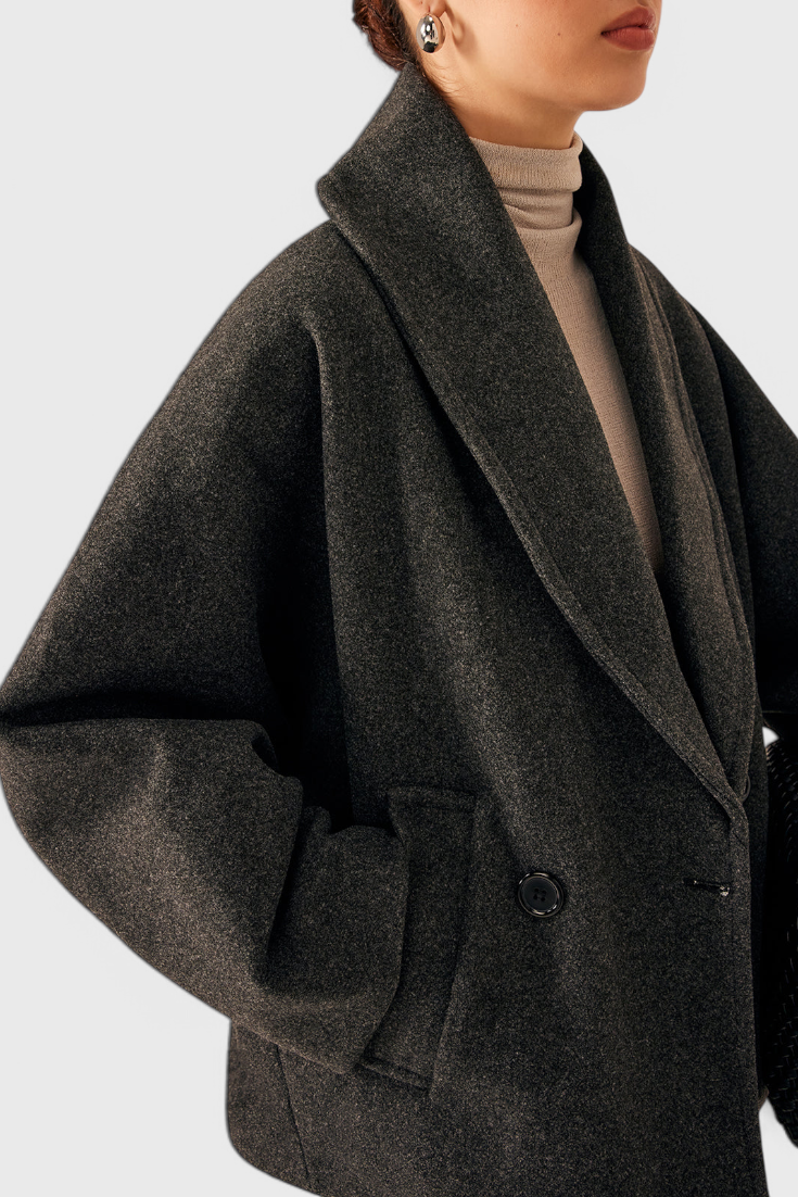 Romy dames relaxte oversized jas met sjaalkraag