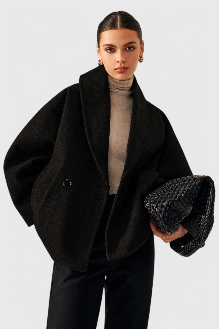 Romy dames relaxte oversized jas met sjaalkraag
