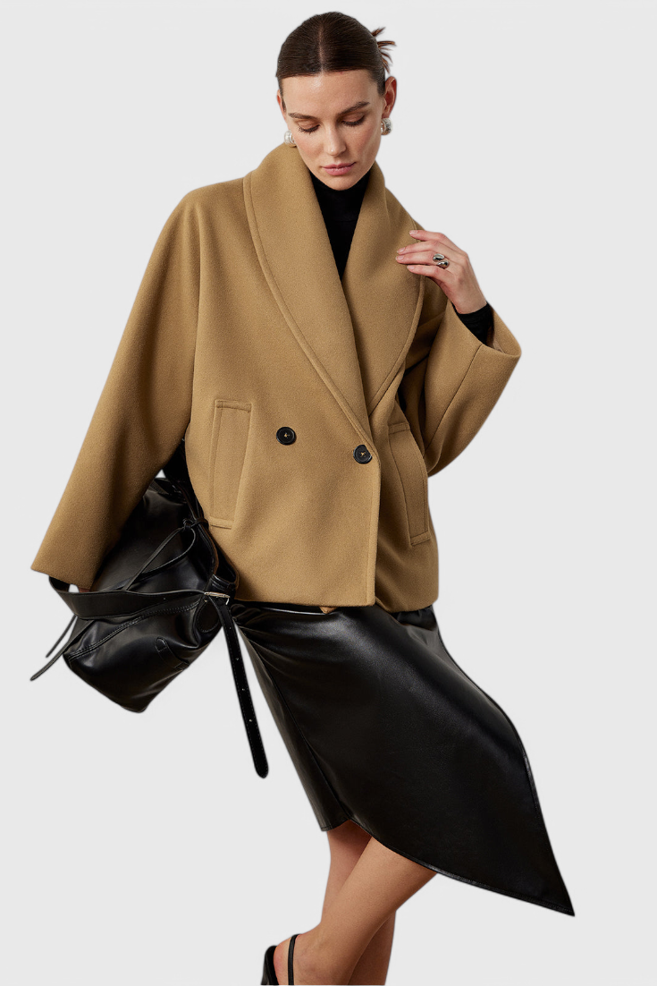 Romy dames relaxte oversized jas met sjaalkraag