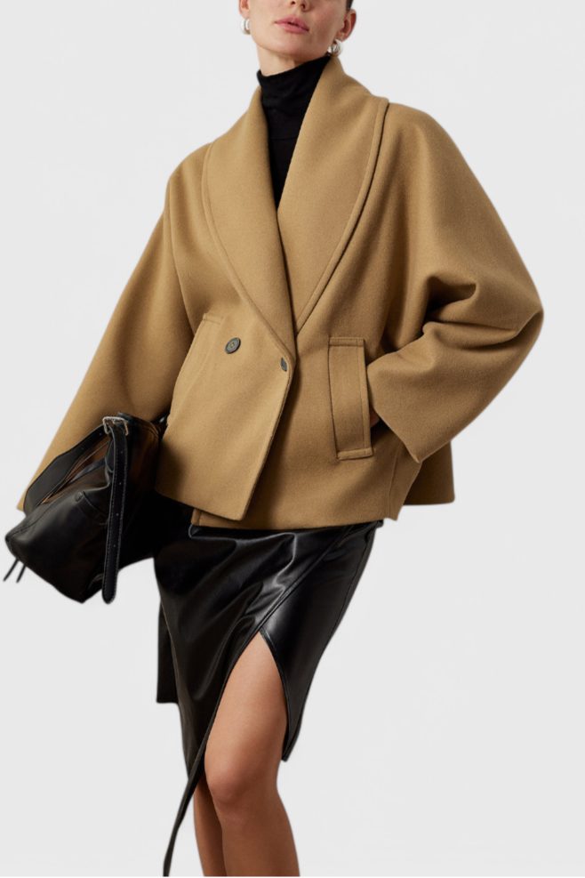 Romy dames relaxte oversized jas met sjaalkraag