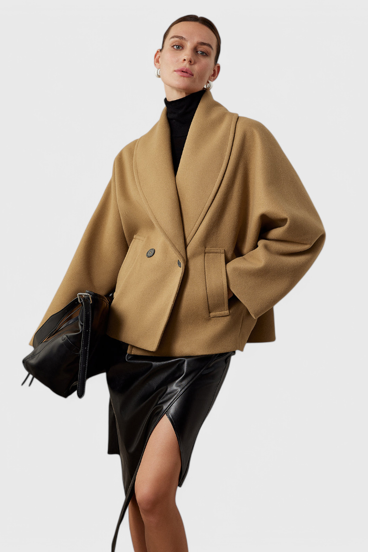 Romy dames relaxte oversized jas met sjaalkraag