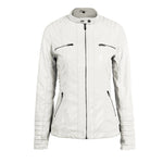 Dames bikerjas van imitatieleer met capuchon, ritszakken en zachte binnenvoering