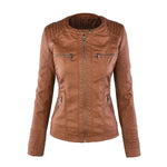 Dames bikerjas van imitatieleer met capuchon, ritszakken en zachte binnenvoering
