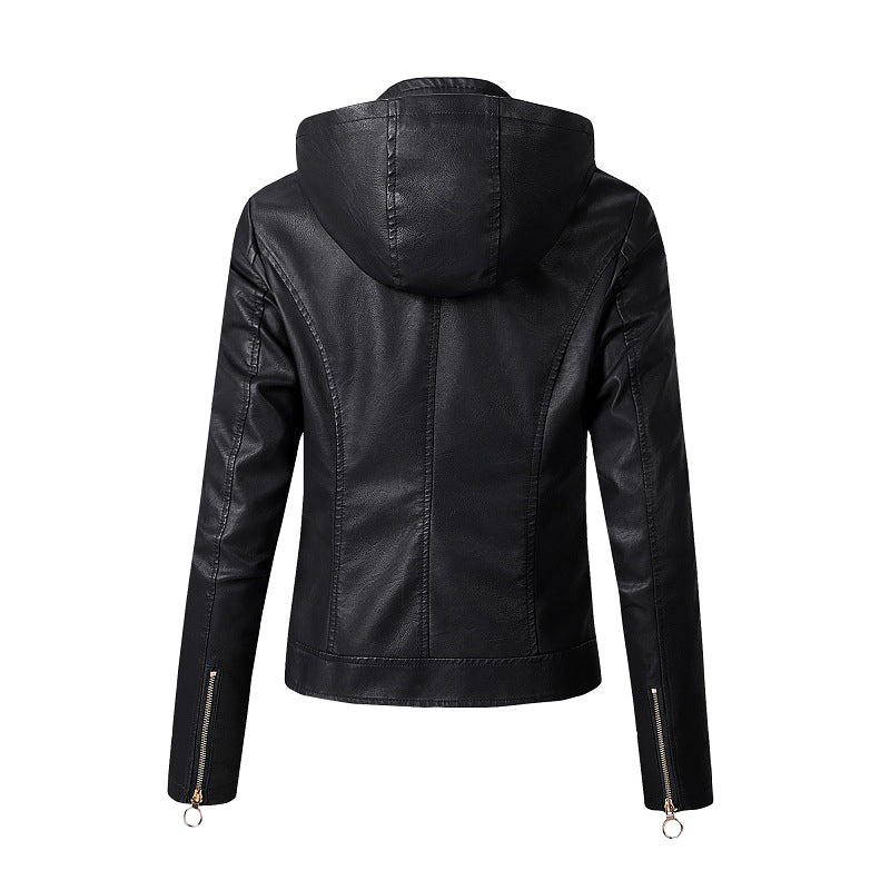 Dames jack van nepleer met capuchon en zachte voering voor de herfst