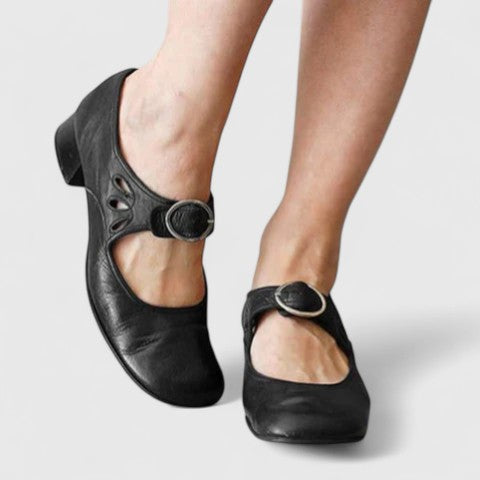 Renske dames retro mary jane schoenen met ronde gesp