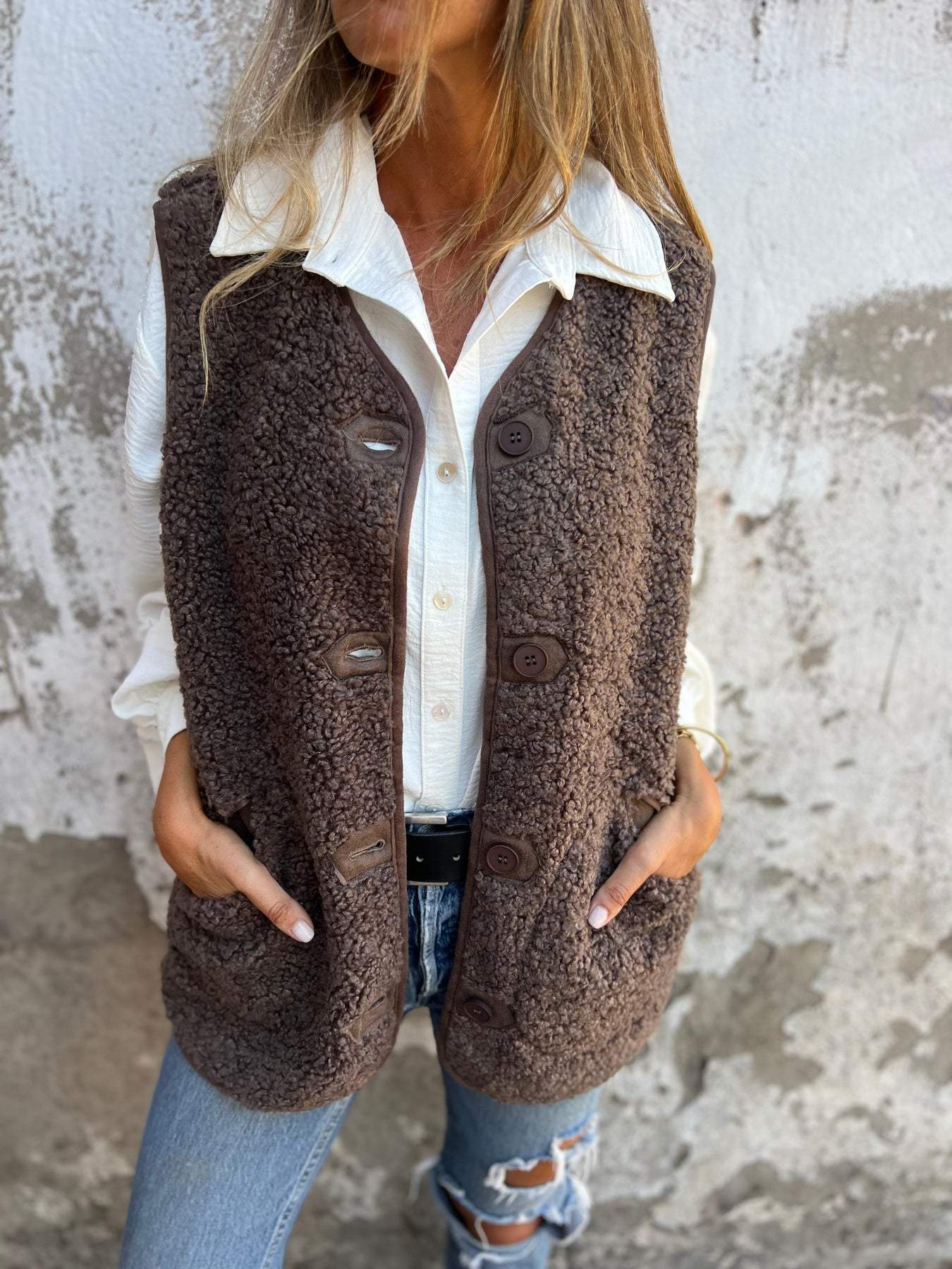 Kim warm vest met knopen