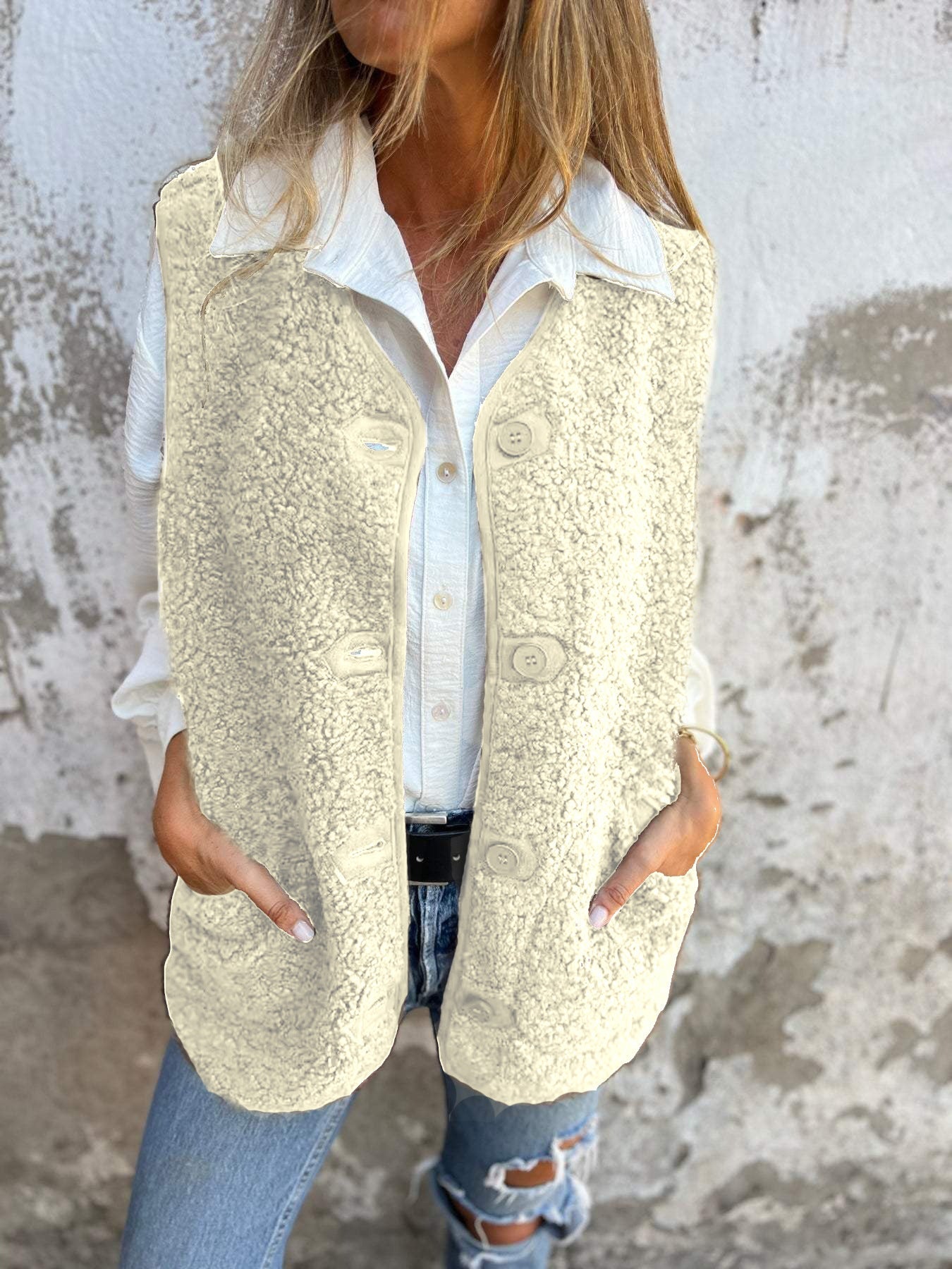 Kim warm vest met knopen