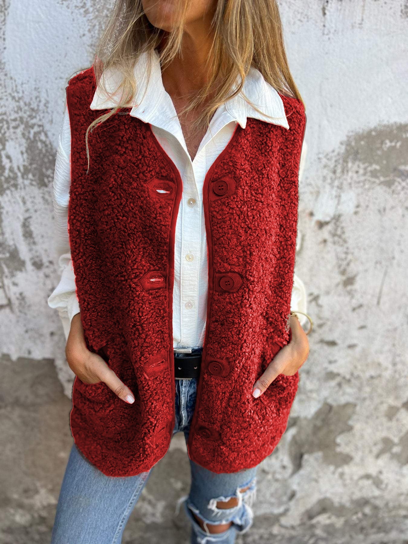 Kim warm vest met knopen