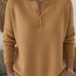 Anke dames gebreide trui met henley-knoopsluiting