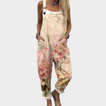 Zachte jumpsuit met verfijnde bloemenprint, wijde pijpen en verstelbare bandjes